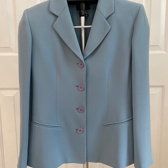 Ann Klein Baby Blue Silk Jacket (P2) - Picture 2 of 4